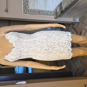 Bardot Lace Slip Dress in Cream